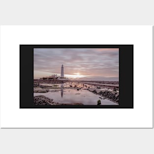 St Marys Island Lighthouse Sunrise Posters and Art